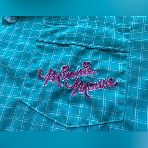 •GUC•Disney Thailand Cool Planet Button Down Minnie Mouse Short Sleeve Top - Picture 5 of 15